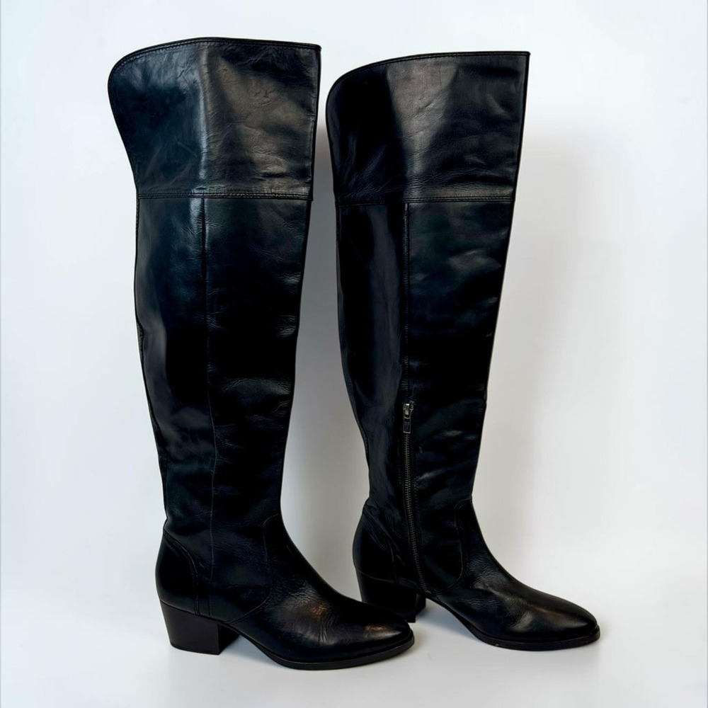Frye Clara OTK Over The Knee Black Leather Boots Womens 8.5M - Picture 5 of 14